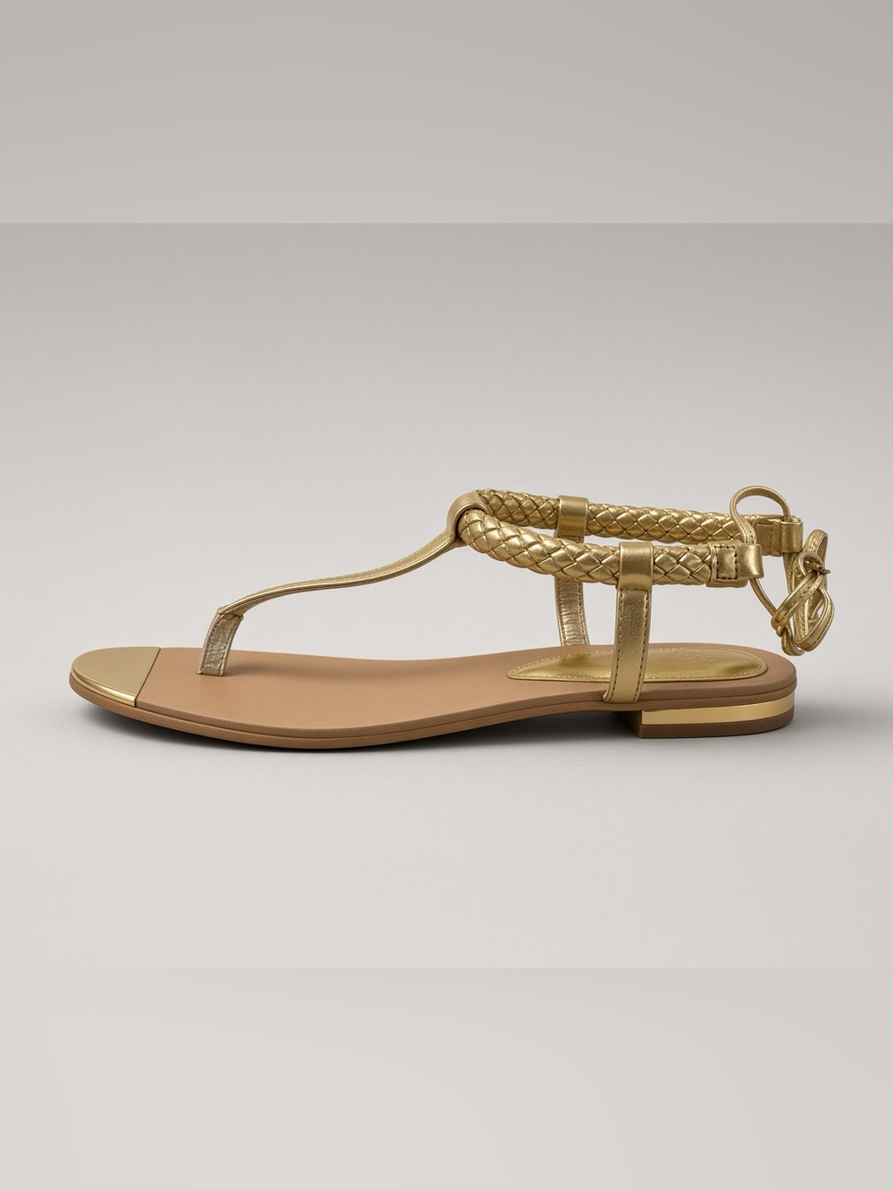 Isola Gold Braided Gladiator Thong Sandals Size 6.5M SKU 90256